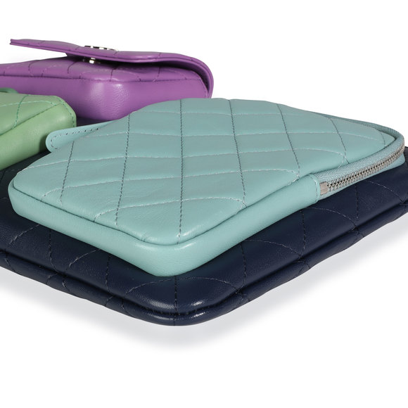 CHANEL Rare Multicolor Quilted Lambskin Pocket O-Case - Picture 5 of 7